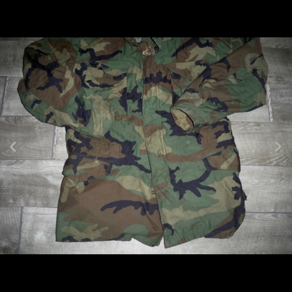 Vtg 80s US Army Camo Cold Weather Jacket Mens Med - Picture 3 of 8